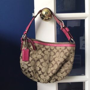 Coach Hobo purse brown and pink